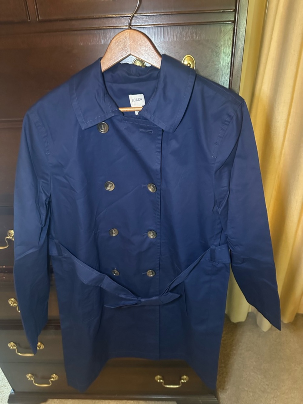 J. Crew Iconic Navy Double-Breasted Belted Trench Coat NWT timeless